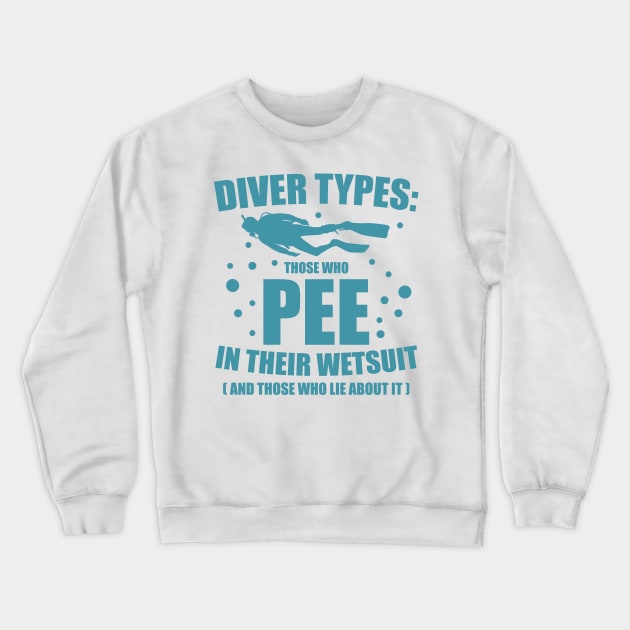 Diver Types Pee Wetsuit Funny Scuba Diving Gift Crewneck Sweatshirt by Mesyo